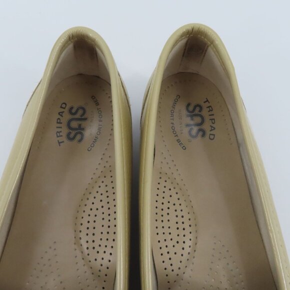 SAS Tripad Womens 9 S Beige Khaki Patent Leather Silver Metal Horse Bit Loafers - Picture 11 of 14